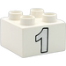 Duplo Bianco Mattoncino 2 x 2 con &quot;1&quot; (43047 / 50464)