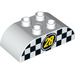 Duplo White Brick 2 x 4 with Curved Sides with &quot;28&quot; on Chequered Background (33374 / 98223)