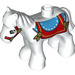 Duplo Wit Foal met Blauw saddle en Rood blanket en bridle (26390 / 37295)