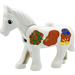 Duplo Blanco Caballo con Movable Cabeza con Sun y Mano Prints