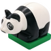 Duplo White Panda Cub on Green Base (Eyes Looking Left)