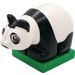 Duplo hvid Panda Cub på Grøn Base (Øjne kigger til venstre) (75015)