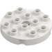 Duplo Blanc Rond assiette 4 x 4 avec Trou et Verrouillage Crêtes (98222)