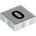 Duplo Blanco Plana 2 x 2 con Lado Indents con Number 0 (14450 / 48509)