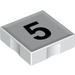 Duplo Vit Bricka 2 x 2 med Sida Indents med Number 5 (14445 / 48504)