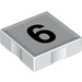 Duplo Hvit Tile 2 x 2 med Side Indents med Number 6 (14446 / 48505)