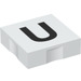 Duplo White Tile 2 x 2 with Side Indents with &quot;U&quot; (6309 / 48558)