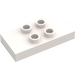 Duplo Vit Bricka 2 x 4 x 0.33 med 4 Centrum Knoppar (Tjock) (6413)