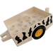 Duplo White Vehicle Trailer with hitch ends and yellow rims with Hitch Ends and Safari Stripes (6505)