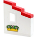 Duplo White Wall 2 x 6 x 6 with Right Window and Red Stepped Roof with flower pot Sticker (6463)