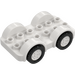 Duplo White Wheelbase 2 x 6 with White Rims and Black Wheels (35026)