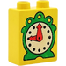 Duplo Gul Kloss 1 x 2 x 2 med Clock Ansikte utan bottenrör (4066)