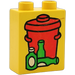 Duplo Keltainen Palikka 1 x 2 x 2 jossa Garbage Can jossa Pyöreä Kahva ja Bottles ilman pohjaputkea (4066 / 42657)