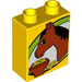 Duplo Geel Steen 1 x 2 x 2 met Paard zonder buis aan de onderzijde (4066 / 58348)