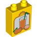 Duplo Yellow Brick 1 x 2 x 2 with Orange Juice without Bottom Tube (4066 / 61257)