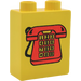 Duplo Yellow Brick 1 x 2 x 2 with Red Telephone without Bottom Tube (4066)