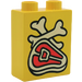 Duplo Yellow Brick 1 x 2 x 2 with Steak and Cross Bones without Bottom Tube (4066 / 82071)