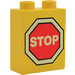 Duplo Žlutá Kostka 1 x 2 x 2 s Stop Sign bez spodní trubičky (4066)