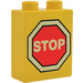 Duplo Yellow Brick 1 x 2 x 2 with Stop Sign without Bottom Tube (4066)