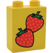 Duplo Yellow Brick 1 x 2 x 2 with Strawberries without Bottom Tube (4066 / 82790)