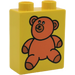 Duplo Yellow Brick 1 x 2 x 2 with Teddy Bear without Bottom Tube (4066 / 82075)