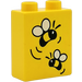 Duplo Yellow Brick 1 x 2 x 2 with Two Flying Bees without Bottom Tube (4066)