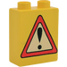 Duplo Yellow Brick 1 x 2 x 2 with Warning Road Sign without Bottom Tube (4066 / 40989)