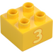 Duplo Jaune Brique 2 x 2 avec &quot;3&quot; (3437 / 66027)