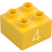 Duplo Jaune Brique 2 x 2 avec &#039;4&#039; (3437 / 74765)