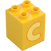 Duplo Yellow Brick 2 x 2 x 2 with Letter &quot;C&quot; Decoration (31110 / 65970)