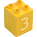 Duplo Giallo Mattoncino 2 x 2 x 2 con Number 3 (31110 / 77920)