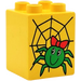 Duplo Yellow Brick 2 x 2 x 2 with web and green spider wearing bow (31110)