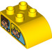 Duplo Yellow Brick 2 x 3 with Curved Top with Girl and Boy looking out of windows (2302 / 29946)