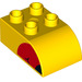 Duplo Yellow Brick 2 x 3 with Curved Top with Red nose (2302 / 29758)