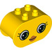 Duplo Yellow Brick 2 x 4 x 2 with Rounded Ends with Female green eyed bird face (6448 / 25197)