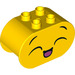 Duplo Yellow Brick 2 x 4 x 2 with Rounded Ends with Laughing face (closed eyes) (6448 / 37367)