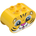 Duplo Yellow Brick 2 x 4 x 2 with Rounded Ends with Tiger face (6448 / 43505)