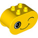 Duplo Yellow Brick 2 x 4 x 2 with Rounded Ends with Winky face (6448 / 24441)