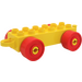Duplo Jaune Auto Châssis 2 x 6 avec rouge roues (Attelage fermé)