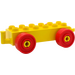 Duplo Yellow Car Chassis 2 x 6 with Red Wheels (Open Hitch) (14639 / 74656)