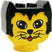 Duplo Yellow Cat Head with Oval Eyes and Whiskers