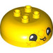 Duplo Yellow Round Brick 4 x 4 with Dome Top with Smiling Face with Tongue (102298 / 110312)