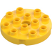 Duplo Giallo Rotondo Piastra 4 x 4 con Foro e Bloccante Creste (98222)