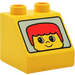 Duplo Yellow Slope 2 x 2 x 1.5 (45°) with Face with Red Hair (6474)