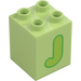 Duplo Żółtawa zieleń Cegła 2 x 2 x 2 z Letter &quot;J&quot; Dekoracja (31110 / 65926)