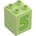 Duplo Yellowish Green Brick 2 x 2 x 2 with Number 5 (31110 / 77922)