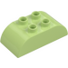 Duplo Yellowish Green Brick 2 x 4 with Curved Sides (98223)