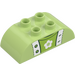 Duplo Yellowish Green Brick 2 x 4 with Curved Sides with Top with Flower (98223 / 105440)