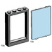 LEGO 1x4x5 Black Window Frames, Transparent Blue Panes Set B001