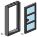 LEGO 1x4x6 Schwarz Tür und Frames mit Transparent Blau Panes 3449